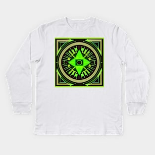 Green and black Kids Long Sleeve T-Shirt